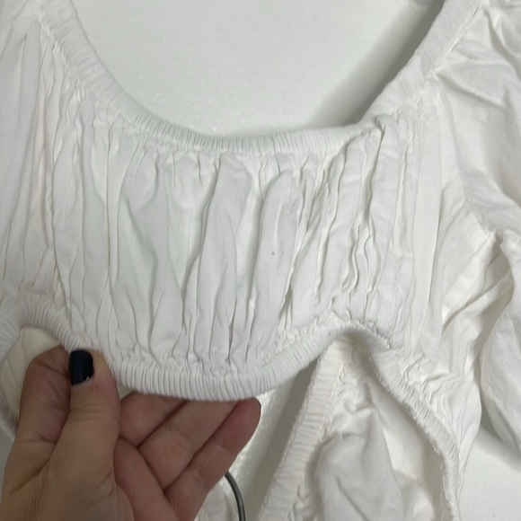 Tularosa Colleen White Mini Dress Sleeve Cotton Elastic Waist Size Small - Picture 7 of 7